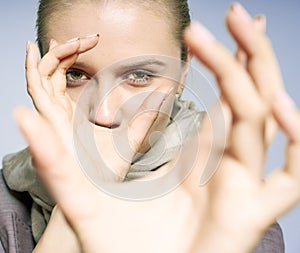 Young woman observe