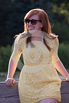 Young Woman outside laughing