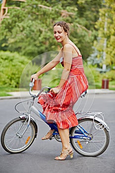 Young woman participant of cycle parade