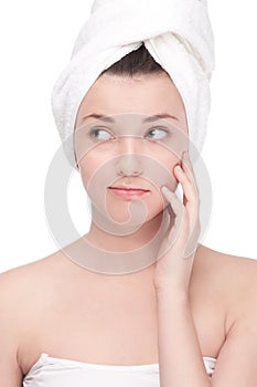 Young woman with perfect health skin of face