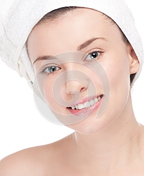 Young woman with perfect health skin of face