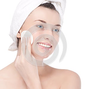 Young woman with perfect health skin of face