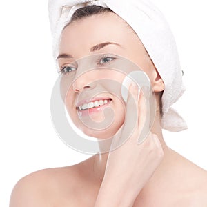 Young woman with perfect health skin of face