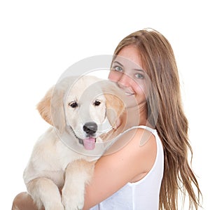 Young woman with pet dog