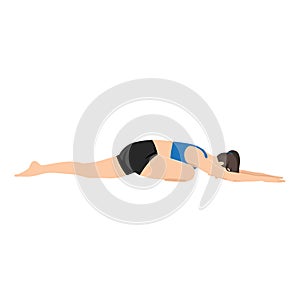 Young woman Pigeon Pose Forward Bend, Sleeping Swan Pose