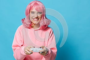 young woman playing games joystick fun Lifestyle fashion