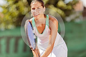 Young woman playing tennis