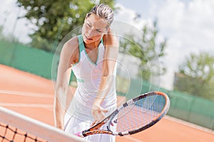 Young woman playing tennis