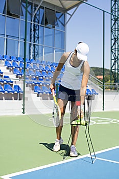 Young woman playing tennis