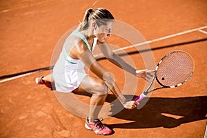 Young woman playing tennis