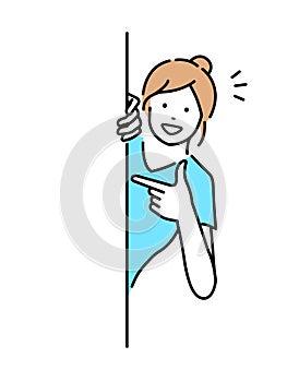 Young woman pointing (introducing ) vector illustration