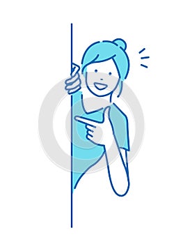 Young woman pointing (introducing ) vector illustration