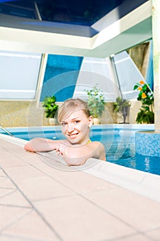 Young woman in pool