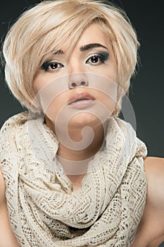 Young woman portrait. Closeup beauty studio shoot.