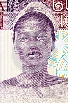 Young woman a portrait from Ghanaian money