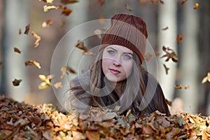 Young woman portrait outdoor in autumn