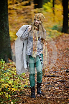 Young woman portrait outdoor in autumn
