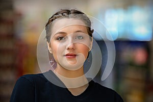 young woman portrait teenager girl happy university student close-up