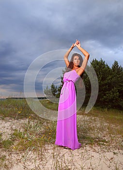 Young woman is posing