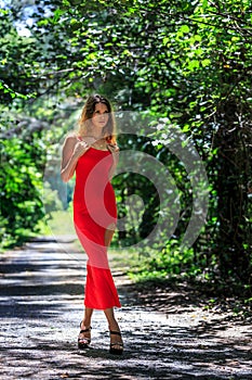 Young Woman Posing on The Tropical Road