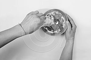 A young woman is pouring cereals with milk. Healthy breakfast.