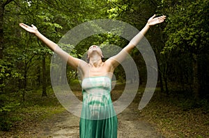 Young woman praising