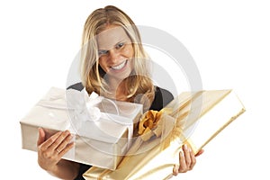 Young woman with presents