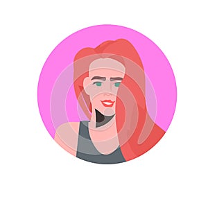 Young woman profile avatar beautiful girl face female cartoon character portrait