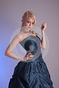 Young woman with prom dress