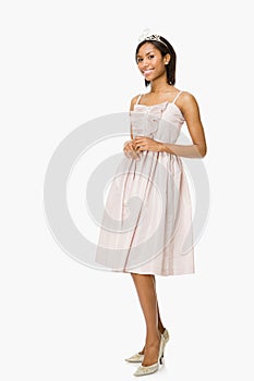 Young woman in prom dress photo