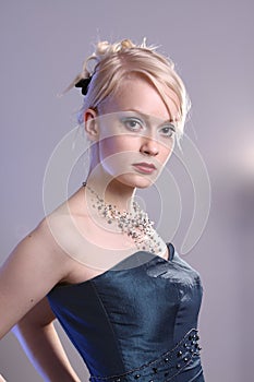 Young woman with prom dress