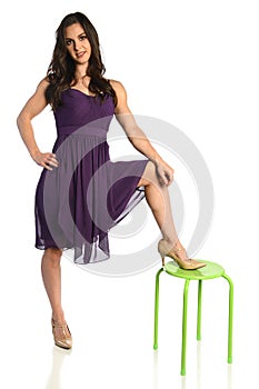 Young Woman in Purple Dress