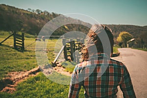 Young woman on a ranch photo