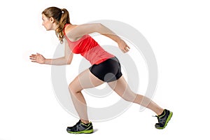 Young Woman Ready to Run Race. Female Sports Athlete Runner