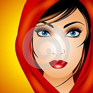 Young Woman In Red Scarf