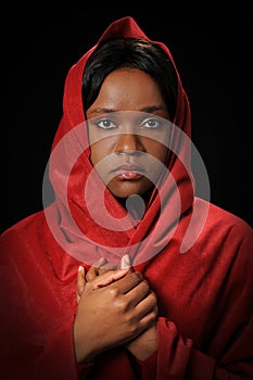 Young Woman with Red Veil photo