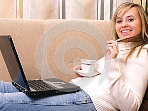 Young woman relax on the sofa