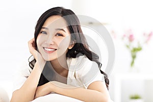 young woman relax on the sofa