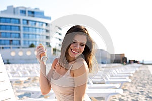 Young woman relaxing at the beach resort