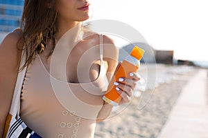 Young woman relaxing at the beach resort