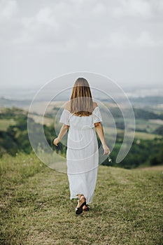 Young woman relaxing outside in nature