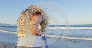 Young woman relaxing by the sea 4k