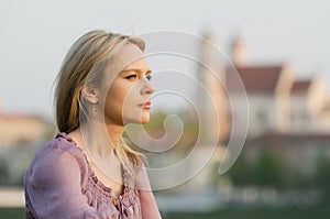 Young woman relaxing in Vilnius, Lithuania