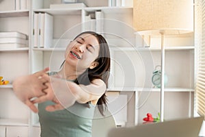 Young woman Relaxing After Work, Relaxed Young woman Unwinds