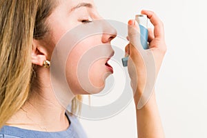 Young woman with respiratory problems