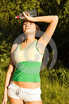 A young woman resting after a long run