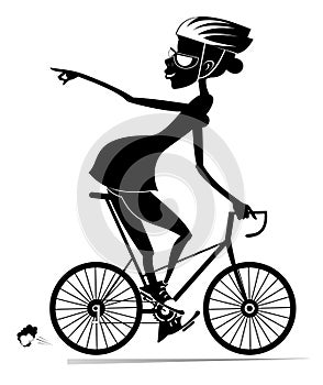 Young woman rides a bike