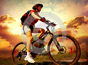 Young Woman riding bicycle