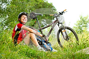 Young Woman riding bicycle