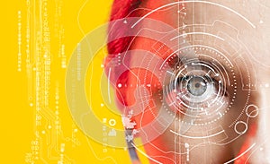 Human eye and graphical interface. Smart wearable technology concept